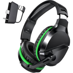 Wireless Gaming Headset for Xbox Series X|S, Xbox One, PS5, PC, Mac, Switch  Bluetooth Headphones with Noise Cancelling Mic, 60H Playtime, Low Latency, Lightweight for Gamers (Black and Green)