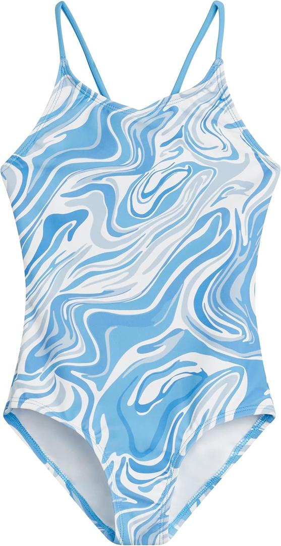 Kanu Surf Girls' Hurricane Beach Sport UPF 50 One Piece Swimsuit (8, Gigi Blue)