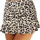 Tempt Me Women High Waisted Swim Skirts - Ruched Ruffle Bathing Suit Skirt with Short Tummy Control Swimsuit Bottoms (X-Large, Leopard)