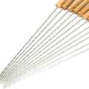 HAKSEN 12 PCS Skewers for Grilling, Kabob Skewers with Wood Handle, Reusable BBQ Barbecue Sticks for Marshmallow, Hot Dog, Meat, Vegetable, Camping Cookware Grill Cooking, 11.7" (Including Handle)