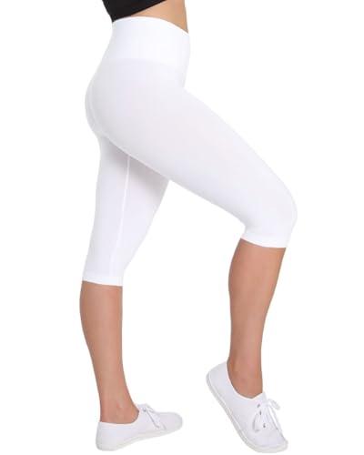 Double Agent High Waist Shaping Capris - SlimMe by MeMoi - Versatile Leggings ,White,Medium