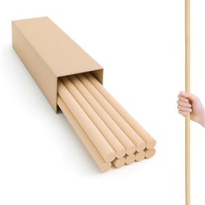 10PCS 1/2 x 36 Inch Birch Dowel Rods – Natural Wooden Sticks for Crafts Unfinished Craft Wood Smooth Round Wood Rods for DIY Projects Home Decor Educational Use