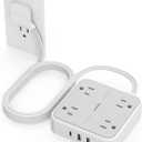 Extension Cord 10 ft, TESSAN Surge Protector Power Strip Long Cord with 3 USB(1 USB C) 4 Outlets, 900 Joules Protection, Small Desktop Multiple Charging Station for Home School Dorm Room Office, Grey