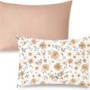 Konssy Muslin Toddler Pillowcase for 13x18 Pillow 2 Pack, 100% Cotton Toddler Pillow Case Cover, Soft & Breathable Travel Babay Kids Pillow Covers with Envelope ClosureFlourish, Toffee