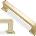 10 Pack 3-3/4 Inch(96mm) Kitchen Cabinet Handles Brushed Brass Cabinet Pulls Zinc Alloy Drawer Pulls Solid Kitchen Hardware