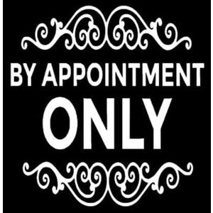 by Appointment Only Sign Decal Sticker - Approx (6 X 6 Inches - Only White Color with no Background) - Vinyl Decal - Business Sign, Door, Window, Office