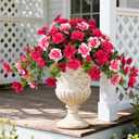 Homsunny Artificial Fake Flowers for Outdoor, 2PCS Realistic Fake Outdoor Flowers Plants, UV Resistant Silk Faux Flower for Outside Front Door Porch Planters Patio Yard Garden Window