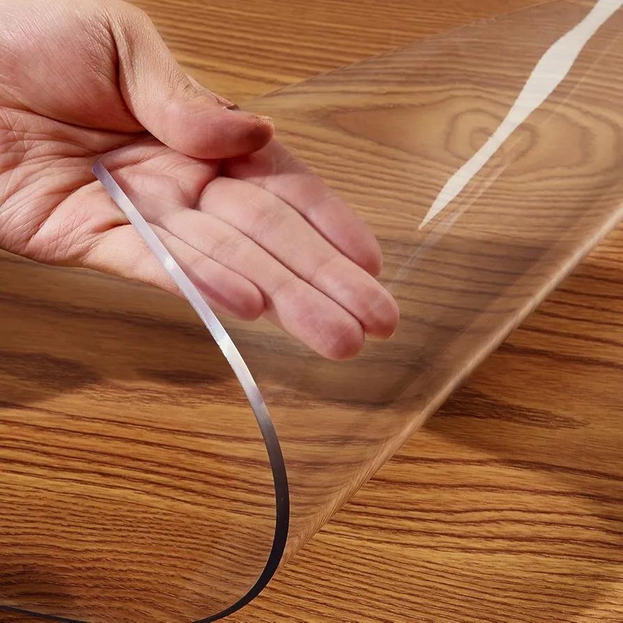 12x28 Inch Clear Desk Pad Blotter Plastic Transparent Desk Mat for Desktop Crystal PVC Table Cover Protector Waterproof Writing Desk Protector for Office and Home Rectangle Non-Slip Table Cover Cloth