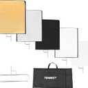 Photography Light Reflector Flag Kit, 30x35inches/75x90cm, 4-in-1 Gold/Silver/Black/White Diffuser and Translucent Diffuser, Foldable Stainless Steel Frame