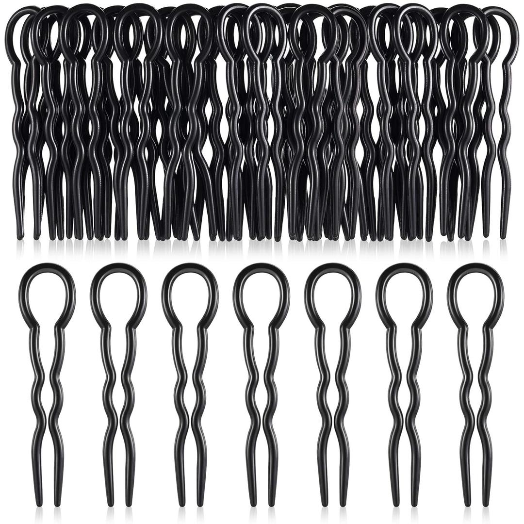 Chuangdi 24 Piece Plastic Hair Bobby Pins U Shaped Grip Pins Fast Spiral Clips Hair Grip for Women Hairstyle Accessories(Black)