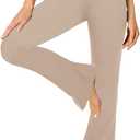ZOOSIXX Flare Leggings for Women - Yoga Pants Women Wide Leg Flared Bell Bottom Bootcut Leggings Beige Small