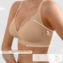 Seamless Wireless Bra for Women with Support - No Underwire Full Coverage Push Up Bras (Beige, L)