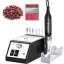 Professional Nail Drill Machine 30000 RPM Efile Electric Nail Filer Kit for Finger Toe Nails, Acrylic Gel Nails, Manicure Pedicure Drill with 6Pcs Nail Bits, 106Pcs Sanding Bands - Black