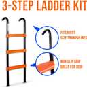 N1Fit Trampoline Ladder - Universal 3-Step Trampoline Steps Supporting up to 220 lbs - Powder Coated & UV Treated Trampoline Stairs Accessories for Kids All Weather Exposure - Sturdy & Safe Design