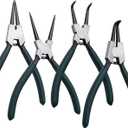 Snap Ring Pliers Set, 4pcs 7" Internal/External Circlip Pliers Kit with Straight/Bent Jaw, Heavy Duty Precision Spring Loaded Pliers for Ring Remover Retaining and Remove Hoses, Gaskets