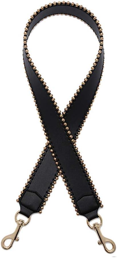 Bag Strap-Replacement Crossbody Bag Purse Faux Leather-Strap Shoulder Bead Replacement-Strap For Handbag Black(Gold Bead)