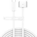 ZeitNah Upgraded USB-C to Magnetic Charging Cable for MacBook Pro/Air (2021-2025), 140W Fast Charging, 6.6ft Braided Replacement Power Cord for MacBook Charger, White