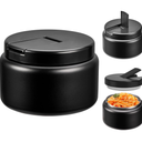 13.5oz Kids Jar for Hot Food, Insulated Vacuum Food Jar with Buckle Lid, Stainless Steel Wide Mouth Leak Proof Insulated Lunch Container for School Picnic Travel, Black