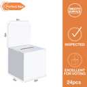 24 Pcs Ballot Boxes Suggestion Boxes Donation Box for Fundraising, Cardboard Raffle Box with Slot and Removable Header for Collecting Business Card Voting Contest, Valentine Boxes for Kids (White)