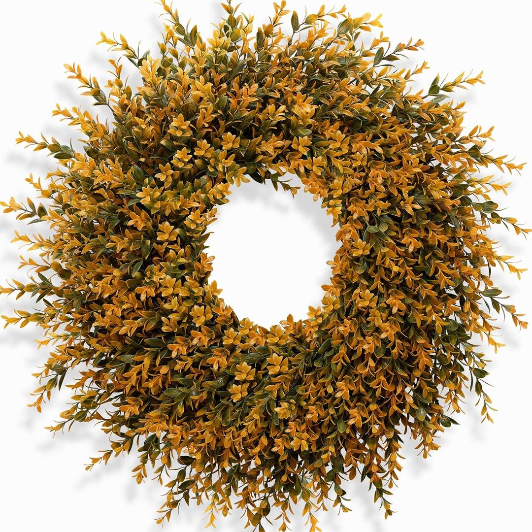28'' Large Full Boxwood Wreath for Front Door Porch Window（Orange）