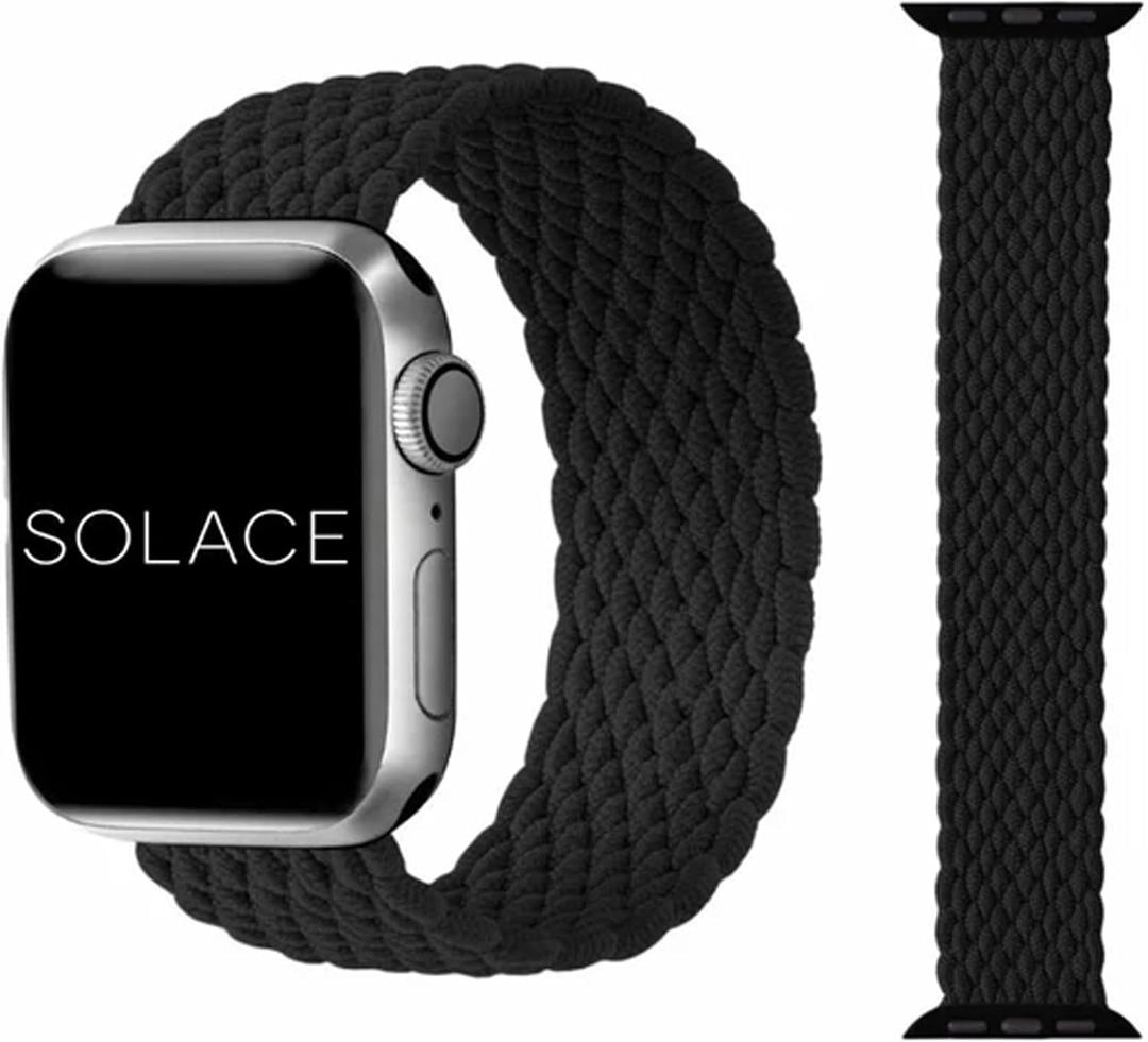 Solace Bands Imperium V2 Loop - Compatible with Apple Watch Bands Stretchable Sport Loop Band for Women and Men, iWatch Bands for 38mm 40mm 41mm 42mm 44mm 45mm Ultra, SE and Series 8 7 6 5 4 3 2 1 (42/44/45MM - XS, Black)