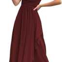 Women's Chiffon Bridesmaid Dresses Long with Slit A Line Formal Dress with Pockets VS085B (16, Burgundy)