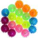 LED Light Up Bouncy Spiky Ball Flashing Squeaker Fidget Sensory Squeezy Antistress Toy, 18 Pcs 6 Color Blinking Squishy Stress Relief Massage Squeeze Balls for Adults Pets Play Or ADHD ADD Autism