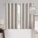 MIULEE 100% Blackout Linen Textured Curtains for Bedroom Solid Thermal Insulated Ivory Grommet Room Darkening Curtains & Drapes Luxury Decor for Living Room Nursery 52 x 54 Inch (2 Panels)