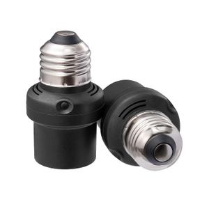 DEWENWILS Light Sensor Socket 2 Pack, Automatic Dusk to Dawn E26/E27 Socket Adapter, Double Sensors for Porch/Wall Light Fixtures, Compatible with Incandescent/CFL/LED/Halogen, Black, ETL Listed