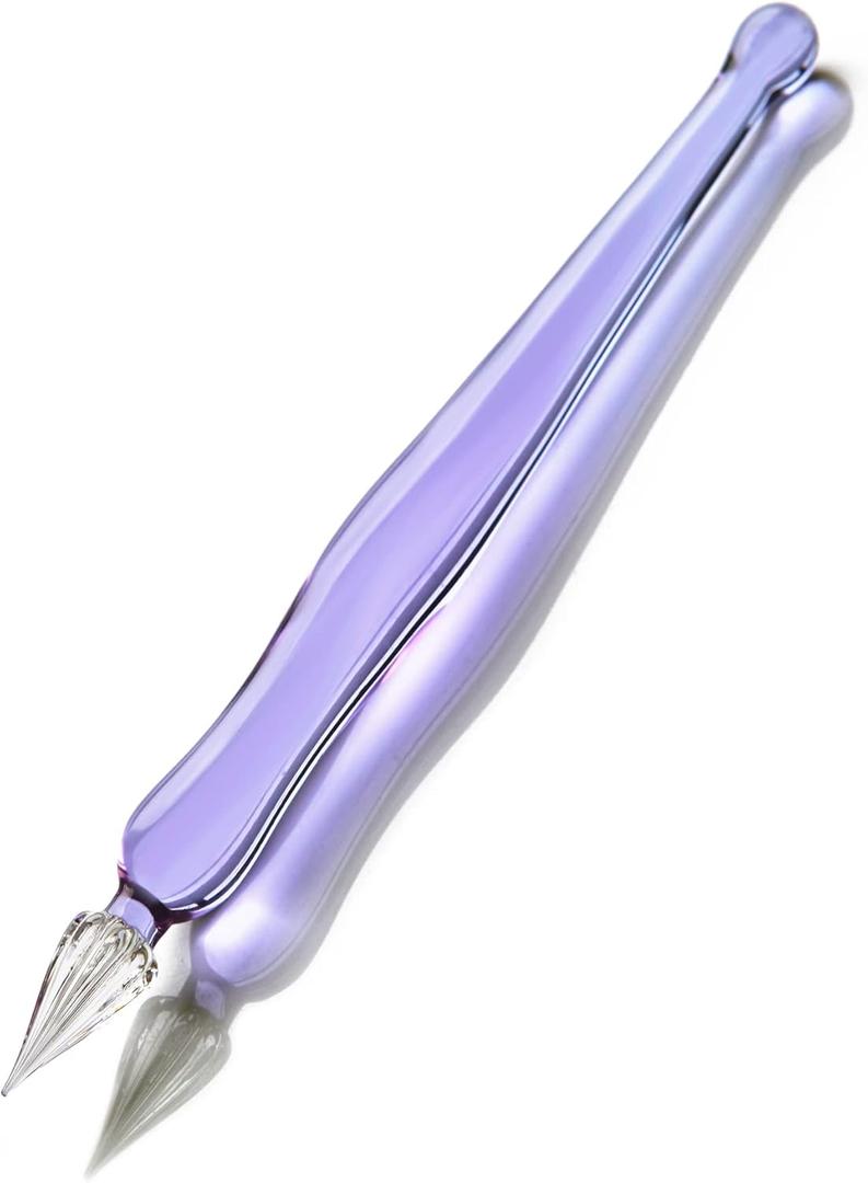 Handmade Glass Dip Pen Crystal Calligraphy Pen Signature Dipped Pen for Artist,Writing Drawing Decoration (purple)