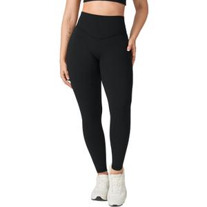 Hugcurve No Front Seam Full Length High Waisted Workout Leggings for Women Buttery Yoga Pants Athletic Tights - 28'' (Small, Black)