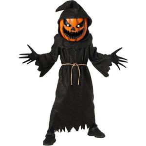 Morph Pumpkin Costume Kids, Pumpkin Grim Reaper Costume Kid, Halloween Costumes For Kids, Scary Halloween Costumes For Boys (10-12 Years)