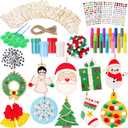 Yerliker 40 Sets Wooden Snowflake for Crafts Unfinished Jingle Bells Wood Painting Crafts Kit Christmas Ornaments Hanging Decorations for Parties Gifts Arts