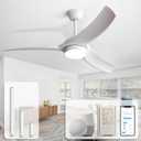 Sofucor 52 Inch Smart Ceiling Fan, White Outdoor Ceiling Fans with Lights Remote Control, Works with Alexa/App/Google, Airflow 6000CFM ABS 3 Blades Reversible DC Motor for Bedroom Living Room Patio