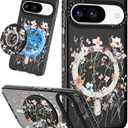 Lotadilo Cute for Google Pixel 9 Pro/9 Case - Compatible with Magsafe Magnetic Ring Holder Stand Kickstand for Women Girls Girly Funny Fashion TPU Phone Case, Dried Flower