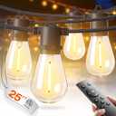 addlon 25FT LED Outdoor String Lights with Edison Shatterproof Bulbs, Heavy-Duty and Weatherproof Strand, Commercial Grade Patio Lights, Decorative for Garden or Patio, Black