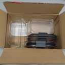 Rubbermaid Brilliance Glass Food Storage set of 4 containers 8 total pieces (4 containers + 4 lids) for Lunch Meal Prep and Leftovers Dishwasher and Oven Safe Clear/Grey