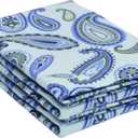 Superior Premium Cotton Flannel Pillowcases, All Season 100% Brushed Cotton Flannel Bedding, Pillowcase Set of 2 , King, Paisley Light Blue