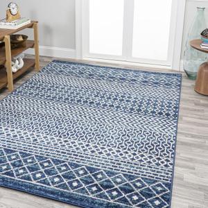 JONATHAN Y Arta Vintage Geometric Navy/Cream Indoor Area Rug, 4x6, Moroccan, Farmhouse, Easy-Cleaning for Living Room, Bedroom, Kitchen, Pet Friendly, Non-Shedding (MOH106A-4)