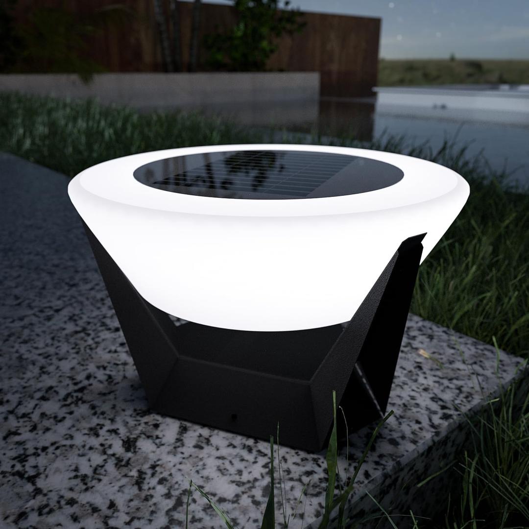 Masdio Landing Light Outdoor Solar Post Cap Lights, Deck Fence, Modern Pillar Post Lights, Waterproof Warm/Cool Lighting for Landscape Garden/Patio (Large)