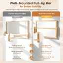 Montessori Mirror with Pull Up Bar, 23.6 x 15.7 in Natural Wood Frame & Shatter-Resistant Acrylic Baby Mirror for Floor and Wall, Tummy Time and Pull-to-Stand Practice