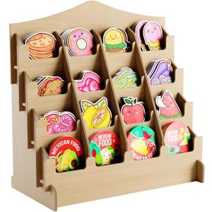 Sticker Display Stand with Curved Pockets for Big 4'' Stickers- Brochure Holder with Customizable Space - On the Go Display Stands for Vendor Events - Ideal for Small Business Vendors (Natural, Medium)