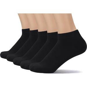 SERISIMPLE Thin Viscose Bamboo Low Cut Ankle Socks Men Breathable Sock Comfort Cool Softy Lightweight Sock 5 Paris (Black, L)