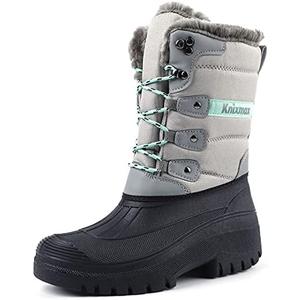 Knixmax Women's Winter Snow Boots Waterproof Mid Calf Booties Fur Lined Warm Outdoor Insulated Mucker Yard Skiing Hiking Boots for Women Size(38)