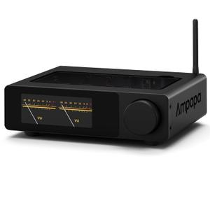 2 Channel Bluetooth Amp: HiFi 300W x2 Stereo Amplifier with BT 5.2 | HPF | Digital VU Meter | SUB Pre-Out | TRS Balanced Input | Tone Control & Remote for Home Theater Bookshelf Speakers (D1)