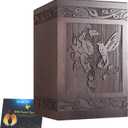 Cremation Urns for Human Ashes Adult Male Female, Wooden Carved Urns Box for Men Women Child, Pets Cat Dog Urn, Burial Funeral Memorial Urns for Ashes (Large, Walnut)
