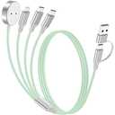 Travel Essentials, Multi Charging Cable for Apple Watch Charger/ iPhone Charger/ Samsung Charger, Type C Cable Cord for iWatch Ultra/ 10-2/ iPhone 17-11/ Samsung S25-S20, Android Phone, airPods, Car[1.2M]-Green