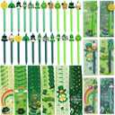 24 Pcs St. Patrick's Day Easter Ballpoint Pens with Blessing Cards Bunny Carrot Retractable Black Ink Pens Saint Patrick's Day Easter Cards for Office Party Favors