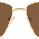 Retro Polarized Sunglasses Vintage Rectangular Metal Frame Sun Glasses AP3635 (C4 Gold/Brown)
