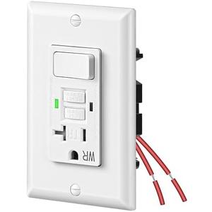 DEWENWILS 20A GFCI Switch Outlet Combo, Tamper-Resistant GFCI Electrical Outlet, 20 Amp GFCI Outlet, Weather Resistant Ground Fault Circuit Interrupter, Self-Test with LED Indicator, ETL Listed, White